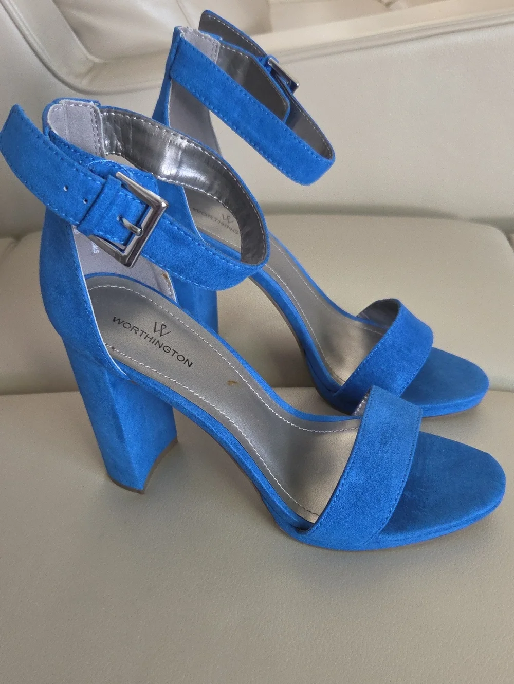 Worthington Women's Cobalt Blue Suede Block Heel Sandals  Size 7.5